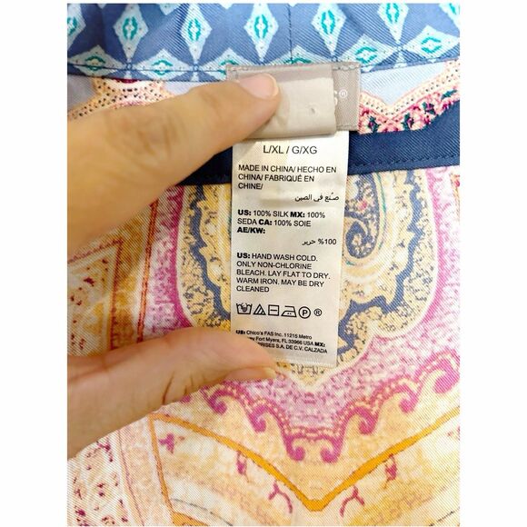Chicos Silk Medallion Print Ruana Wrap Caftan Duster Sz L/XL - Picture 7 of 7
